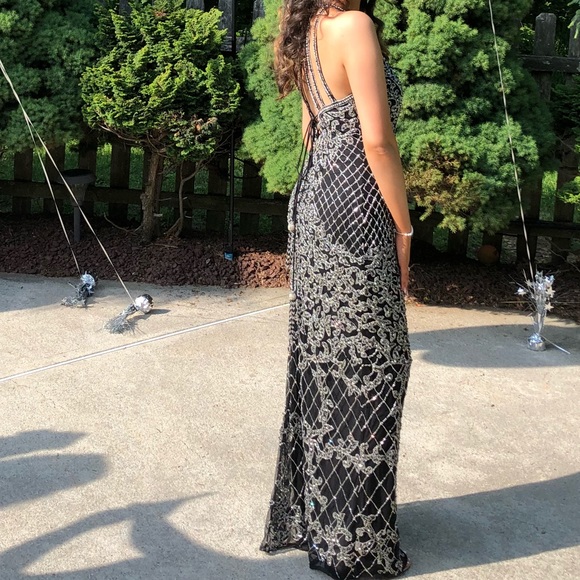 sherri hill black beaded dress